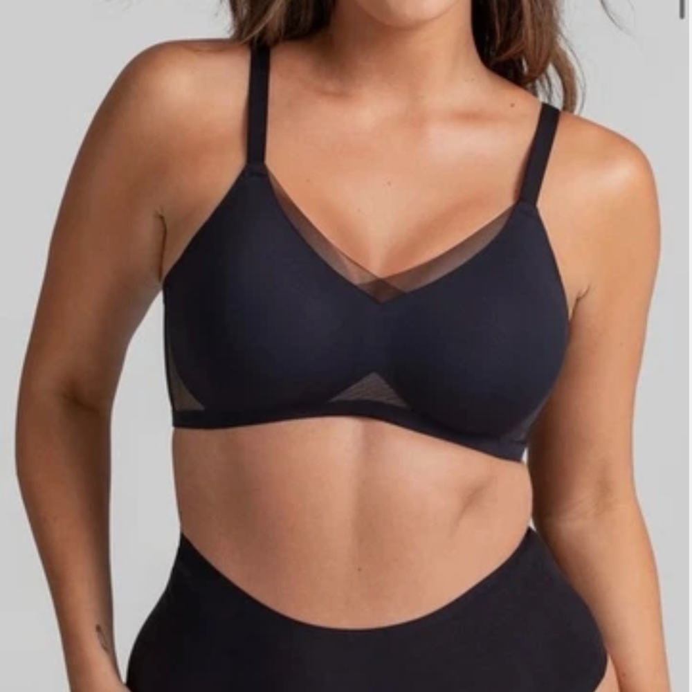 Honeylove Mesh Accent Bra, Black, Blue And  Beige. - Picture 2 of 10